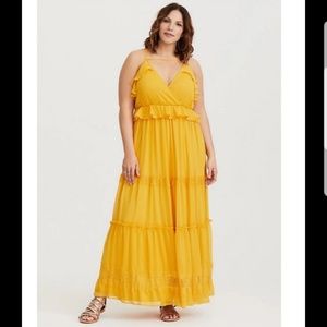 Torrid yellow chiffon maxi dress